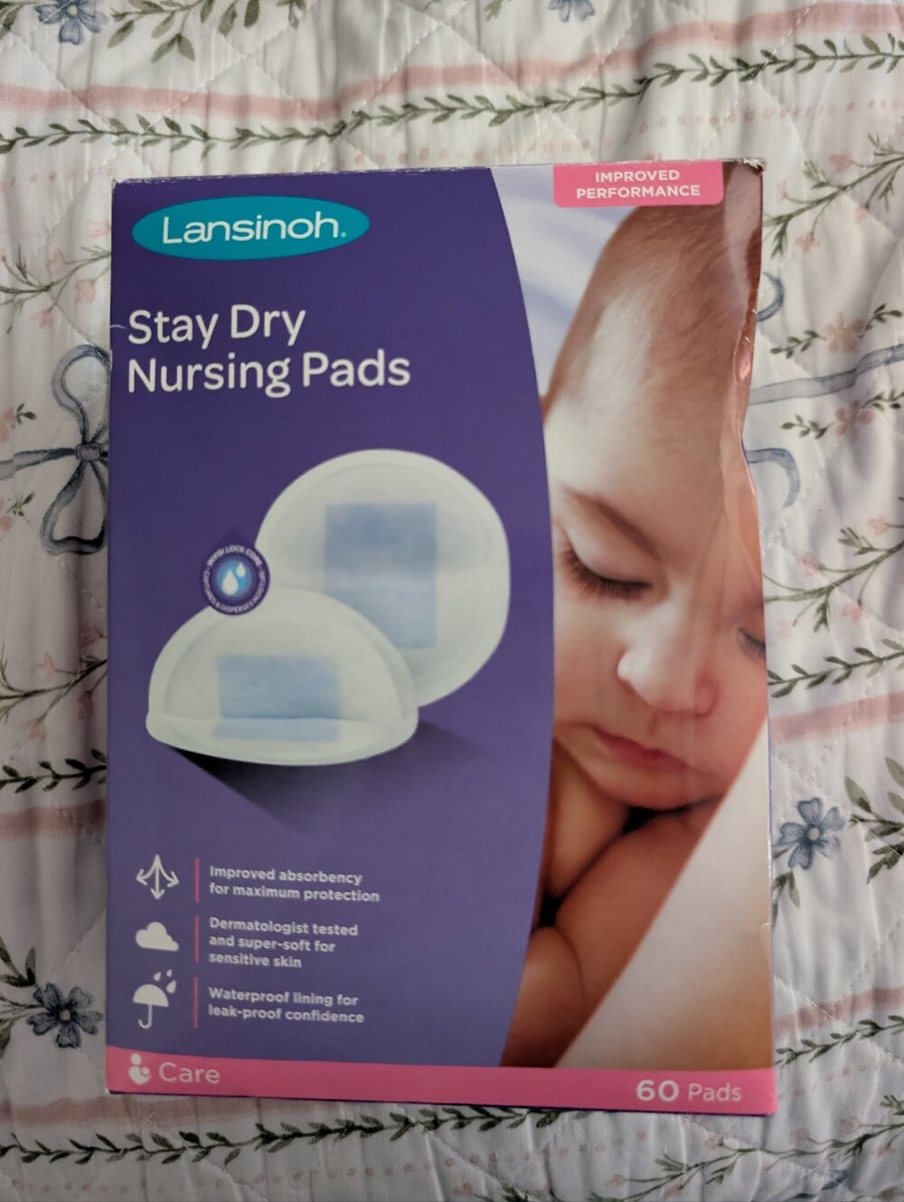 Lansinoh Stay Dry Nursing Pads - Purple and White Packaging